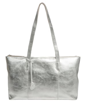 'Maria' Metallic Silver Leather Tote Bag