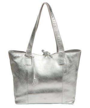 'Carolina' Metallic Silver Leather Tote Bag