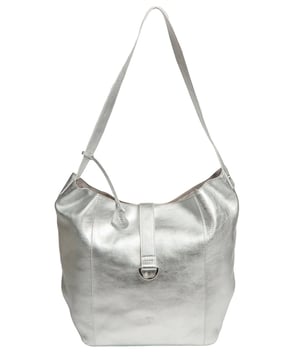 'Sofia' Metallic Silver Leather Tote Bag