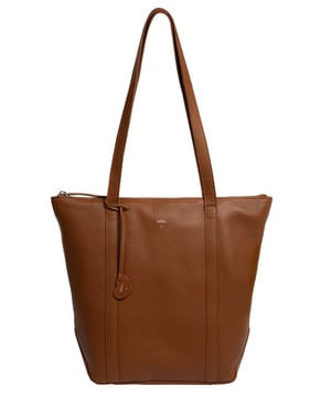 'Lara' Tan Leather Tote Bag