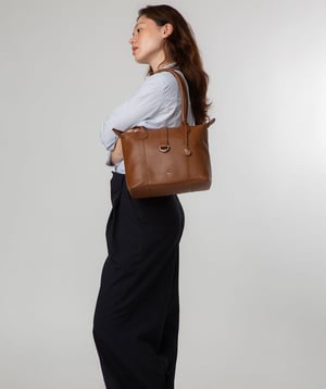 'Luana' Tan Leather Tote Bag