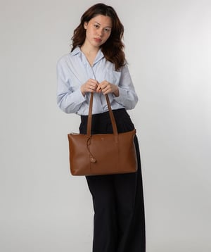 'Maria' Tan Leather Tote Bag