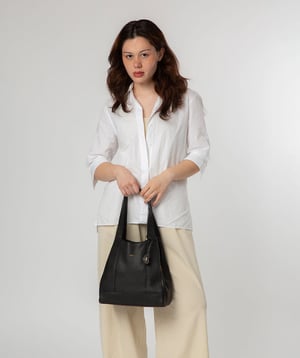 'Celeste' Black Leather Handbag