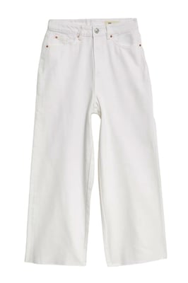 High Waist Raw Hem Wide Leg Jeans