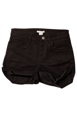 Black Roll Or Raw Hem Shorts