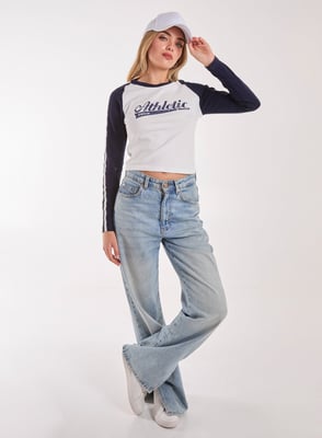 Long Sleeve Contrast Crew Top