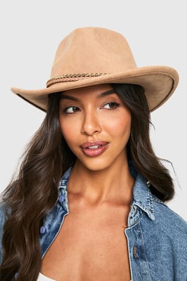 Braided Trim Detail Western Hat