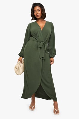 Plus Textured Tie Detail Maxi Dress