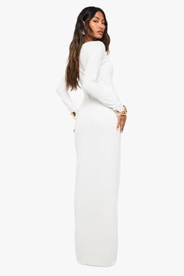 Knot Detail Long Sleeve Maxi Dress