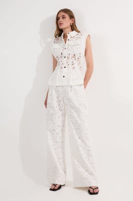 Tall Cutwork Woven Straight Leg Trouser