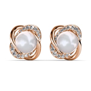 Simply Pearl oorbellen - Roségoud en kristal