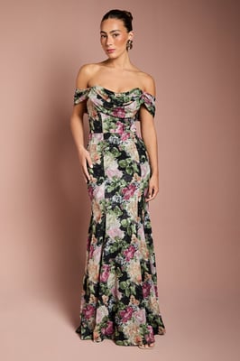 Floral Bardot Maxi Dress