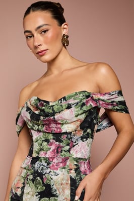 Floral Bardot Maxi Dress