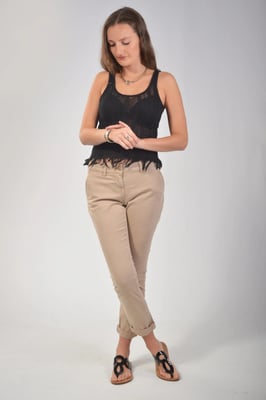 Beige Cropped Chinos