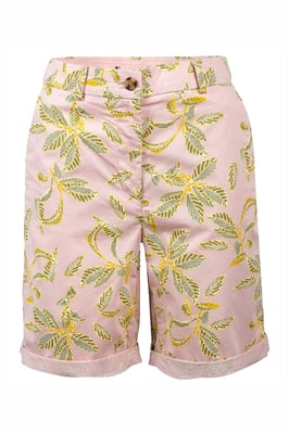 Pink Tropical Print Bermuda Shorts