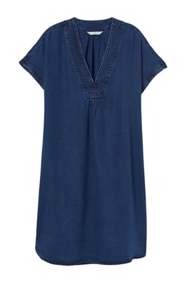 Navy V Neck Tunic Dress