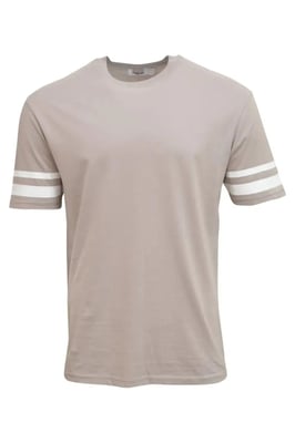 Mens Pale Grey Drop Shoulder Stripe Sleeve T Shirt