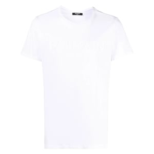 Balmain Paris Embossed Logo White T-shirt