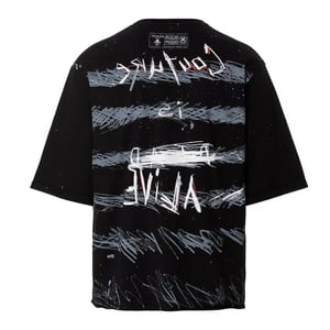 Balmain Paris Graffiti Coin Logo Black T-shirt