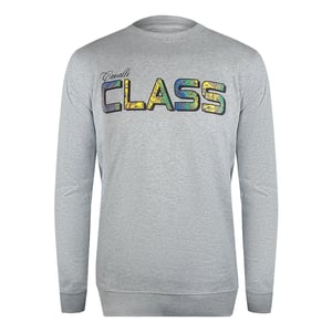 Cavalli Class Vibrant Floral Logo Grey Sweatshirt