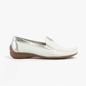 Gabor California Womens Moccassins White/silver
