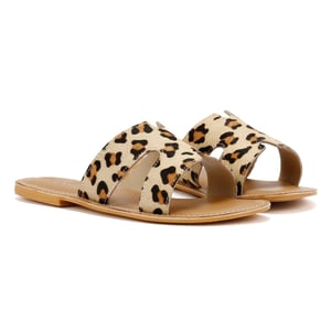 Tower Footwear Cut Out Dames Muiltjes Van Beige Leer