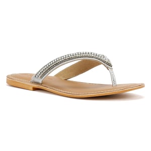 Tower Footwear Metallic Bead Thong Dames Zilveren Sandalen