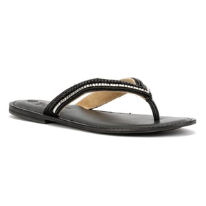 Tower Footwear Metallic Bead Thong Dames Zwarte Sandalen