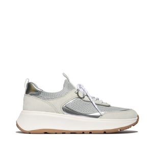 Fitflop F-mode Suede/knit Womens Trainers Urban White/french Grey