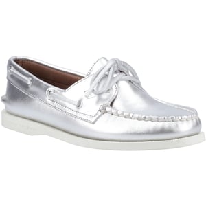 Sperry Authentic 2 Öga Läder Kvinnor Silver Båtskor