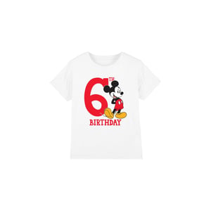 Disney Kinderen/Kids Mickey Mouse 6e Verjaardag T-Shirt (Wit)