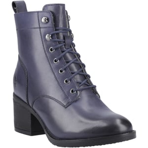 Hush Puppies Harriet Leer Dames Navy Hakken Enkellaarsjes