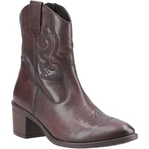 Hush Puppies Wynn Leren Dames Chocolade Bruine Enkellaarsjes Met Hak