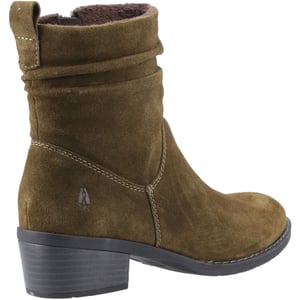 Hush Puppies Iris Suède Dames Khaki Enkellaarsjes Met Hak