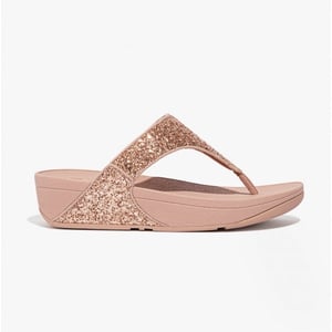Fitflop Lulu Glitter Womens Toe Post Sandals Rose Gold