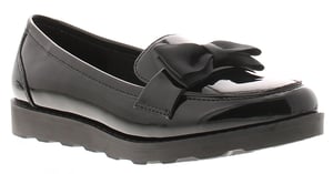 Platino Womens Flat Shoes Loafers Bows Slip On black patent