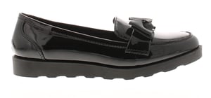 Platino Womens Flat Shoes Loafers Bows Slip On black patent