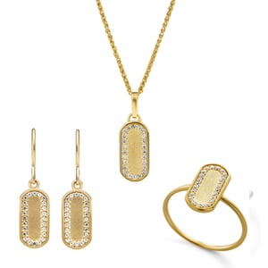 Orphelia 'Malaga' Women's 925 Sterling Silver Set: Necklace + Earrings + Ring - Gold SET-7573/G