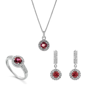 Orphelia 'Bristol' Dames 925 Sterling Zilveren Set: Ketting + Oorbellen + Ring - Zilver SET-7579/P