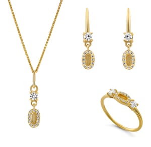 Orphelia 'Lily' Women's 925 Sterling Silver Set: Necklace + Earrings + Ring - Gold SET-7582/G