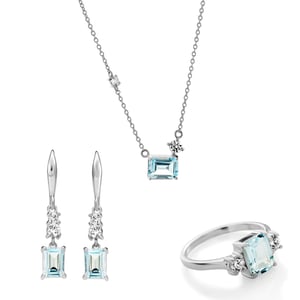 Orphelia 'Fira' Dames 925 Sterling Zilver Set: Ketting + Oorbellen + Ring - Zilver SET-7571