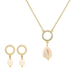 Orphelia 'Spa' Dames 925 Sterling Zilveren Set: Halsketting + Oorbellen - Gouden SET-7575/G