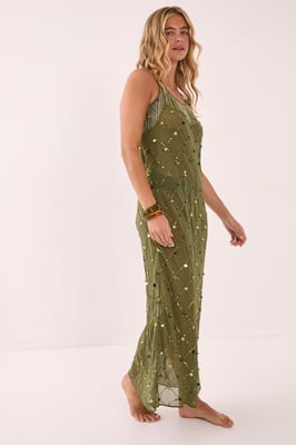 Coin And Tassel Embellished Maxi Dress
