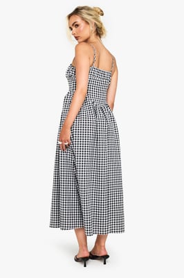 Gingham Ruched Bust Detail Midaxi Dress