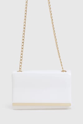 Structured Hardware Detail Clutch Bag and Chain