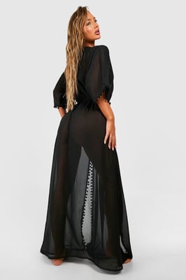 Pom Pom Split Sides Maxi Beach Kaftan
