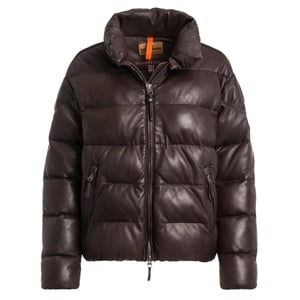 Parajumpers Pia Läder Obsidian Mörkbrun Vadderad Läderjacka