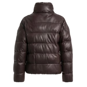 Parajumpers Pia Läder Obsidian Mörkbrun Vadderad Läderjacka
