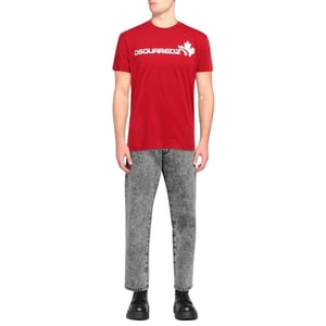 Dsquared2 Wit Maple Leaf Logo Cool Fit Rood T-shirt