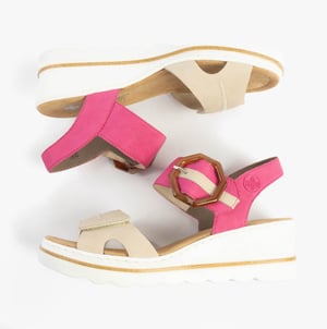 Rieker 67476-31 Womens Sandals Beige Combination